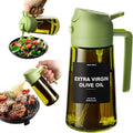 470 ML Oil Sprayer for Cooking,2-In-1 Olive Oil Dispenser and Oil Spray Bottle,Oil Spray with Stickers, Thick Glass Spray Bottle